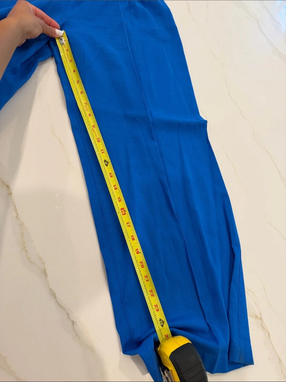 Zara Linen Elastic-Waist Wide Leg Pants in Bright Blue size XS